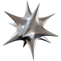 Chrome star with sharp, futuristic design, on transparent background. Modern metallic element, cut out. Y2k style, 2000s. Sleek and edgy vibe. Monochrome, gray surface. 3D png