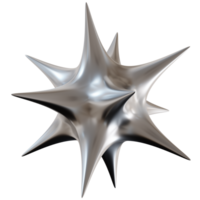 Chrome star with sharp, futuristic design, on transparent background. Modern metallic element, cut out. Y2k style, 2000s. Sleek and edgy vibe. Monochrome, gray surface. png