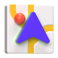 Map Tile with Navigation Arrow 3D Icon png