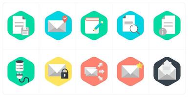 A set of 10 mix icons as document, mail location, edit content vector