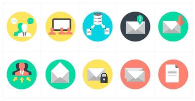 A set of 10 mix icons as business conversation, conference, data transfer vector