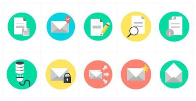 A set of 10 mix icons as document, mail location, edit content vector