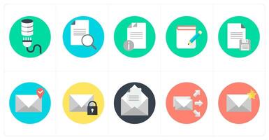 A set of 10 mix icons as database, search content, document information vector