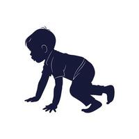 A silhouette of a baby crawling on the ground vector