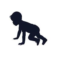 A silhouette of a baby crawling on the floor vector