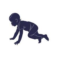 A silhouette of a baby crawling on the floor vector