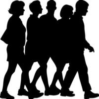 Silhouette Group of Walking People Illustration vector