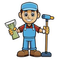 a cartoon man holding a hammer and money vector