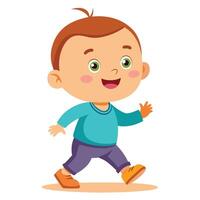 cute little boy running illustration vector