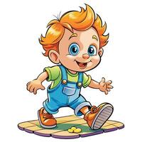 cartoon boy running on the floor vector