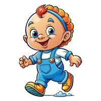 cartoon baby boy running and smiling vector