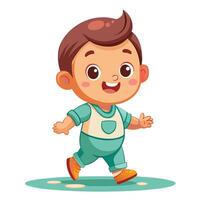 cute little boy walking illustration vector