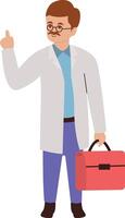 Man Doctor Profession with Red Bag vector