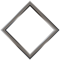 3D chrome geometric frame, on transparent background. Modern metallic element, cut out. Y2k style, 2000s. Sleek and tech vibe. Monochrome, gray surface png