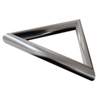 3D chrome geometric frame, on transparent background. Modern metallic element, cut out. Y2k style, 2000s. Sleek and tech vibe. Monochrome, gray surface. Sharp, futuristic design. png