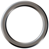 3D chrome ring on transparent background. Modern metallic element, circle, cut out. Y2k style, 2000s. Sleek and tech vibe. Monochrome, gray surface. png