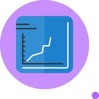 Line chart Flat Long Shadow Style Icon vector