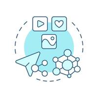 Social media shares soft blue concept icon. Understanding content virality. Audience engagement metric. Round shape line illustration. Abstract idea. Graphic design. Easy to use in presentation vector