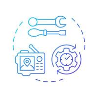 Tracking equipment blue gradient concept icon. Real-time tracking and monitoring. Field service management. Round shape line illustration. Abstract idea. Graphic design. Easy to use in article vector