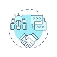 Employee relation soft blue concept icon. Relationships between employers and workforce. Operational HR. Round shape line illustration. Abstract idea. Graphic design. Easy to use in presentation vector