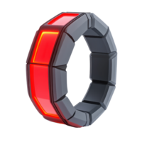 A sleek, futuristic ring featuring a combination of dark and vibrant red elements, showcasing a modern geometric design. png