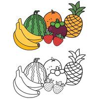 Simple Fruit line icon, doodle fresh fruits illustration vector