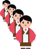 Korean Boys Traditional Clothing Line, Hinamatsuri Doll vector