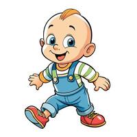 cartoon baby boy running and smiling vector