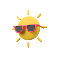 Sun with sunglasses isolated 3d render icon illustration png