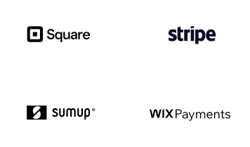  A selection of payment options for a customer to choose at checkout, including debit and credit cards, PayPal, Klarna and iDEAL.  (Right) A map of the world with dots marking the location of global payment providers, and below it, logos for Square, Stripe, SumUp and Wix Payments.