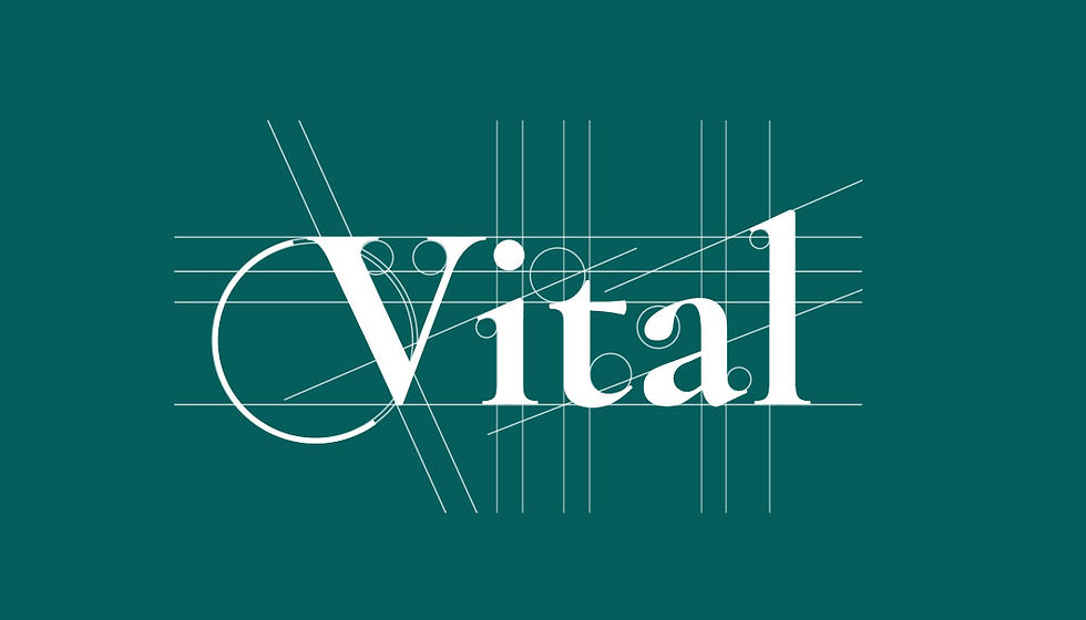 Un logo verde per un marchio chiamato "Vital", scritto in bianco.