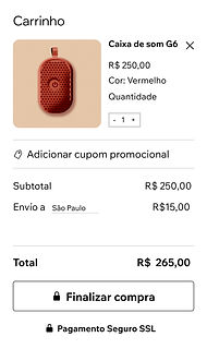 Uma caixa de som no carrinho de compras da loja online.