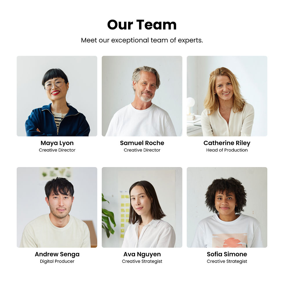 An example layout for a website section featuring team members. 