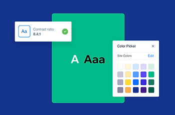 Uma taxa de contraste e um seletor de cores no Editor Wix.