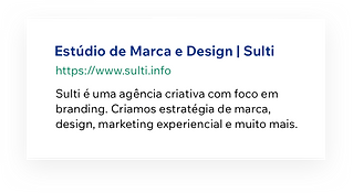 Snippet do título e descrição de SEO. 