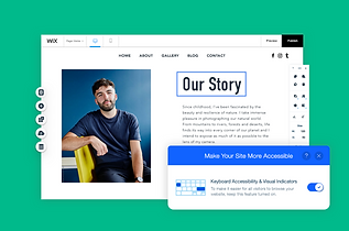  A Wix website being edited with the keyboard and visual indicators turned on. 