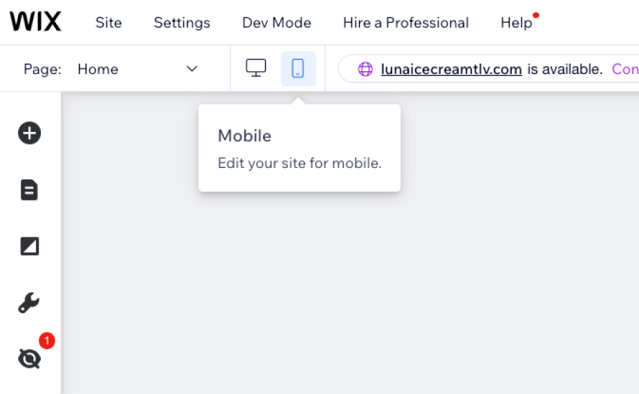 Wix editor mobile view toggle