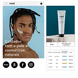 " Atendimento de pedidos com vários canais de vendas para um site de cosméticos naturais e uma opção de compra de assinatura de produto no celular."