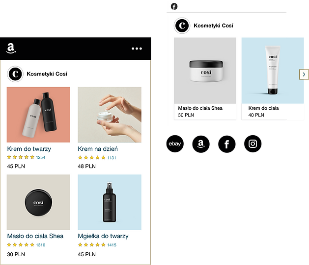 Sklep internetowy sprzedający kosmetyki na Amazon i Facebooku.