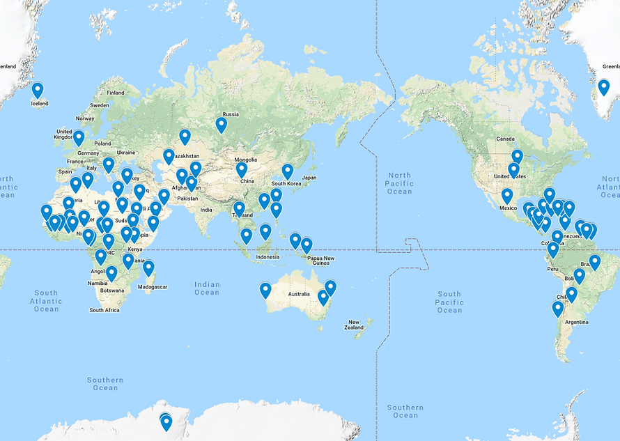 Map of world showing TSS Solutions' global installations