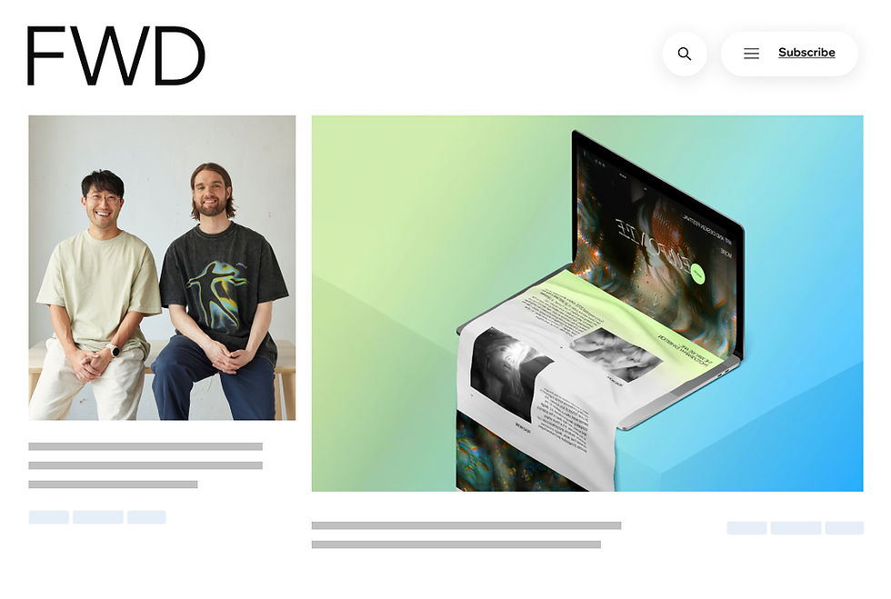 Wix Studio ブログと FWD のメインページのサンプルスクリーンショット。