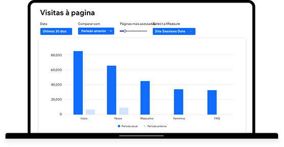 O relatório de visitas à página no Wix A