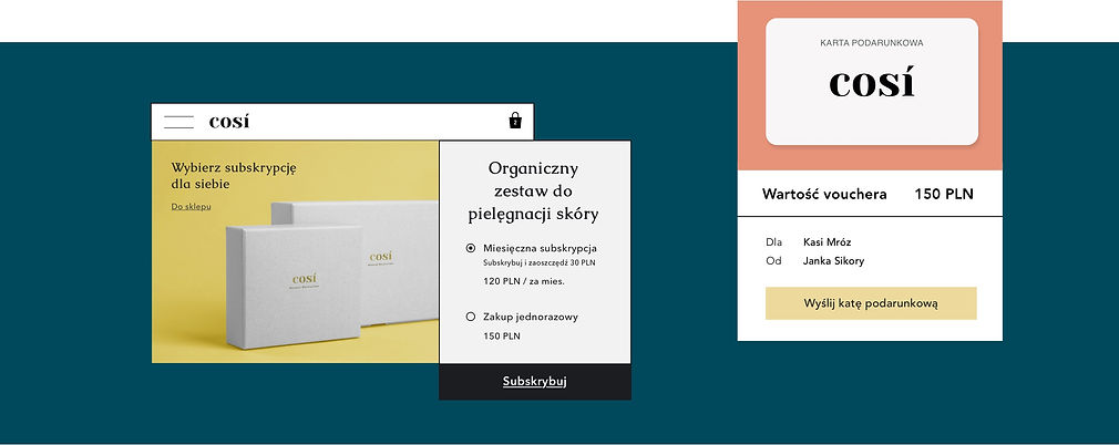 Internetowy sklep kosmetyczny oferujący karty podarunkowe online i subskrypcje pudełek z kosmetykami.
