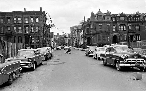 The caption reads: “Sterling Place near 7th Ave., Brooklyn, where plane fell in December.”