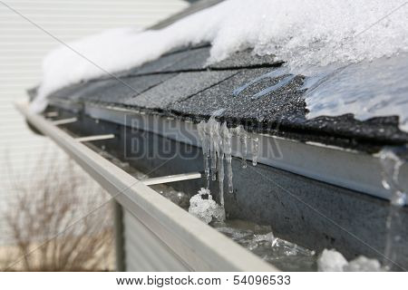 Ice on roof and gutters