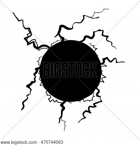 Hand Drawn Electrical Plasma Sphere Surrounded Electrical Plasma Lightning Storm Doodle