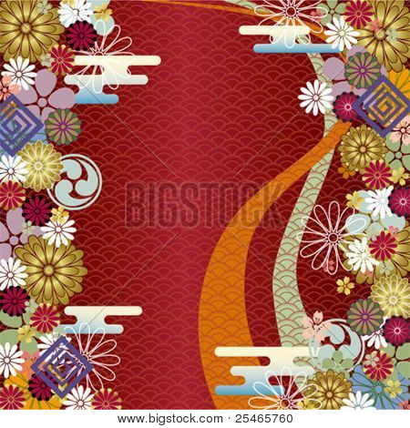 Japanese traditional background. Illustration vector.