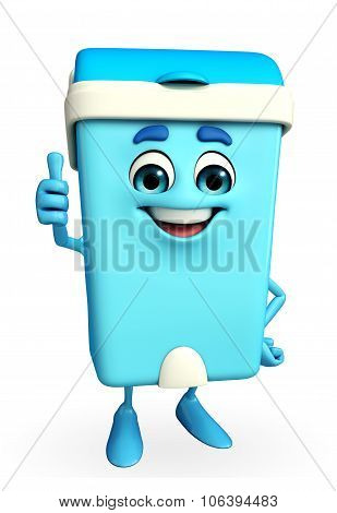 Dustbin Character With Thumbs Up Pose