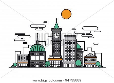 Cityscape Architecture Line Style Illustration