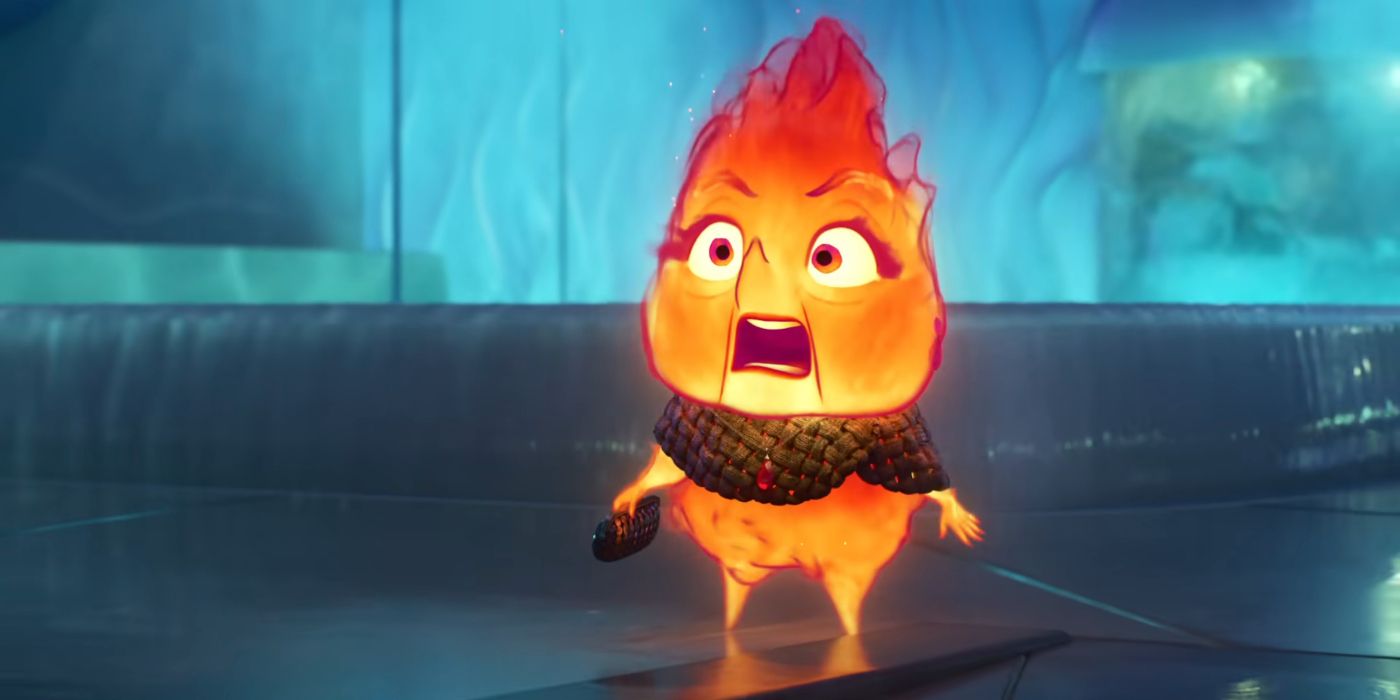 Cinder being astonished in Pixar's Elemental.